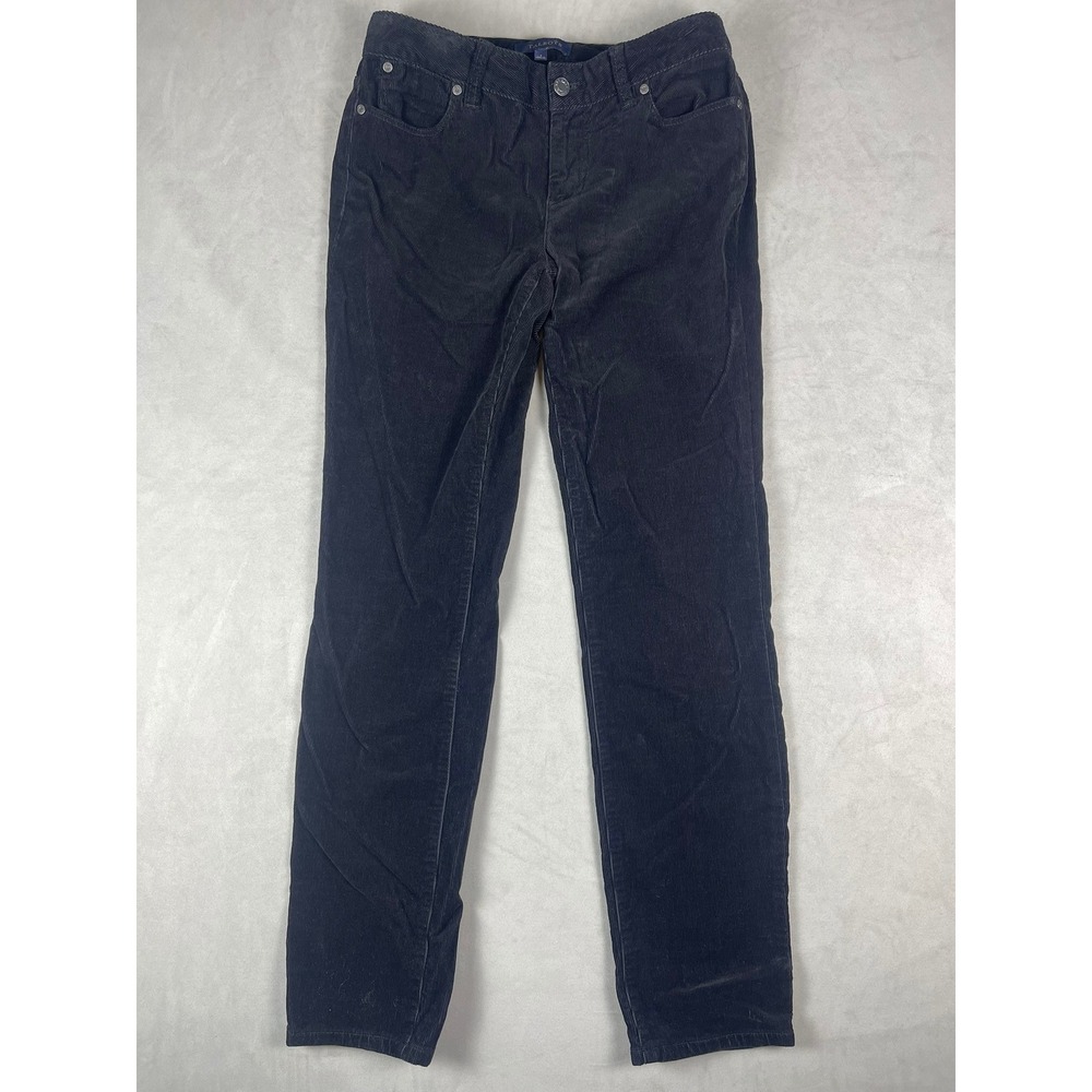Talbots Signature Navy Blue Corduroy Straight Leg Pants Womens Size 2 Mid Rise
